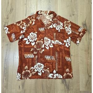 Mens True Vtg 60s 70s Hukilau Hawaiian Barkcloth Shirt Tiki Luau Wood Buttons S